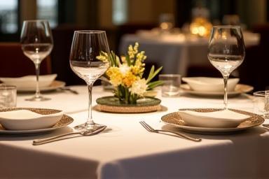 Elegant table setting at Al Majlis for an exceptional dine-in service experience